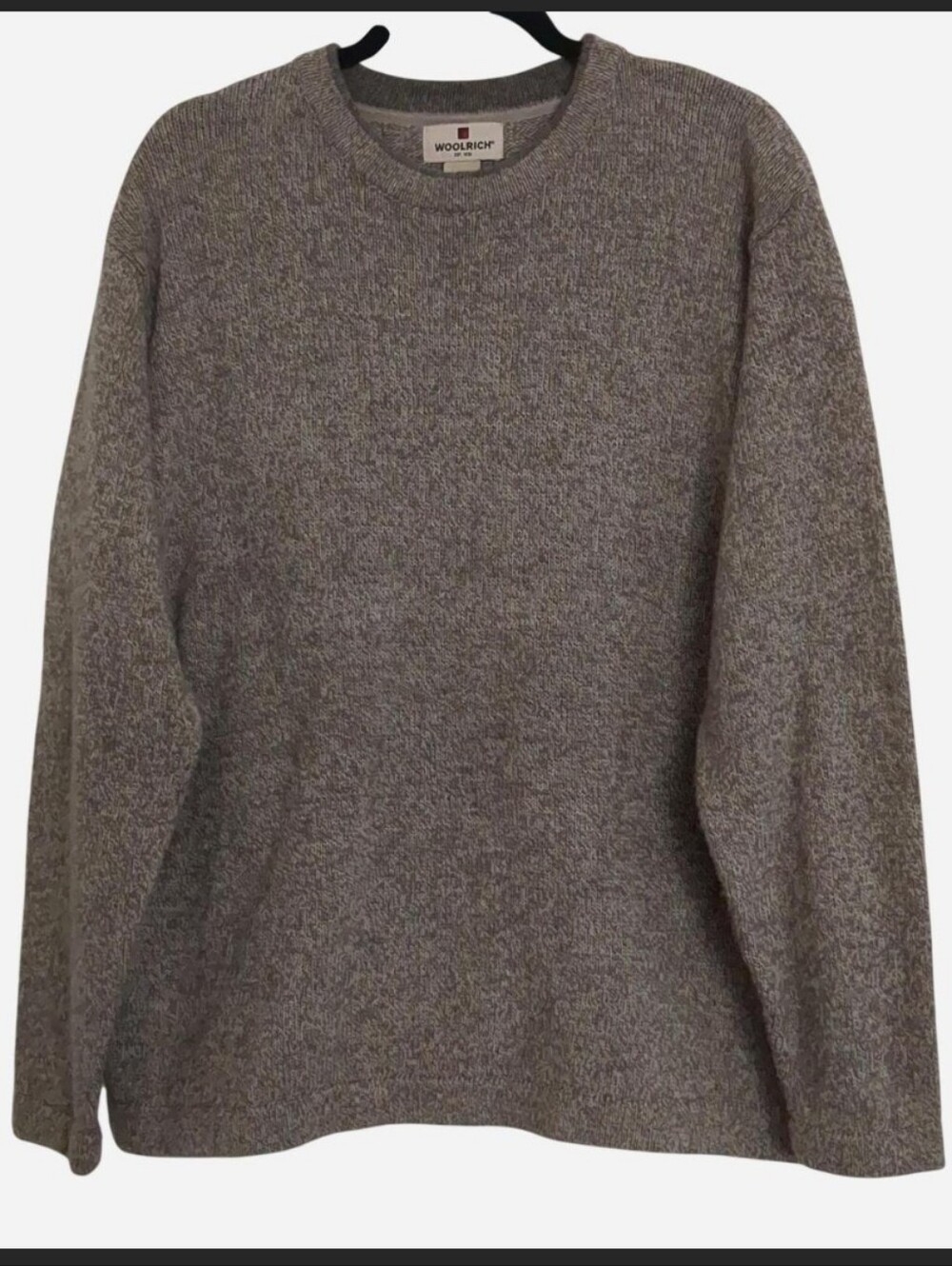Vintage Woolrich "Cement Heather" Wool Blend Crewneck Sweater Heavy Marled Gray